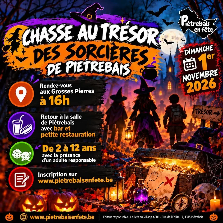 Affiche de la chasse au trésor des sorcières de Piétrebais