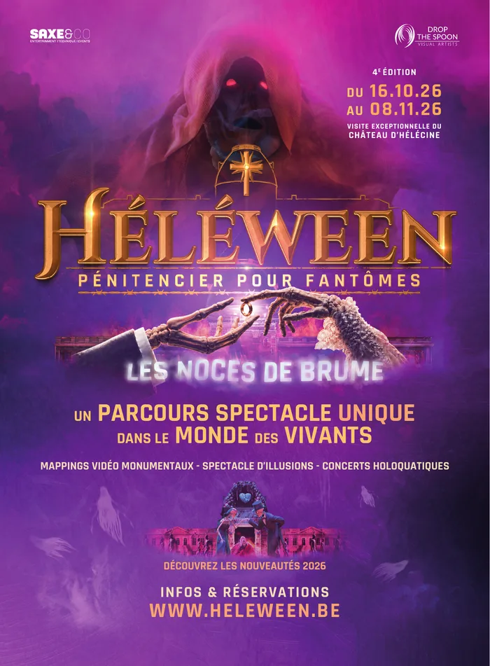 Affiche d'Héléween 2026, « Les Noces de Brume », du 16 octobre au 8 novembre 2026 au château d'Hélécine
